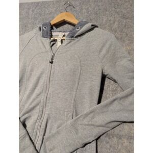 Lululemon Jacket Size 4 Lighter Grey Zip Front "Belle" Hoodie Gym *No Drawstring